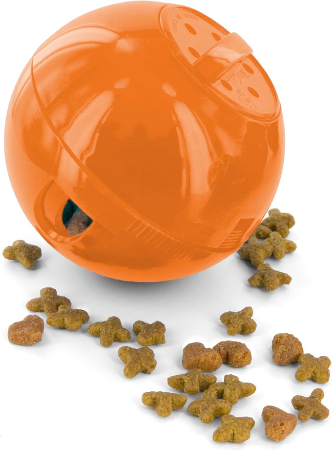 PetSafe Slimcat Slow Feeder Ball for Cats - Interactive Puzzle Game with Adjustable Openings and Portion Control (Blue)