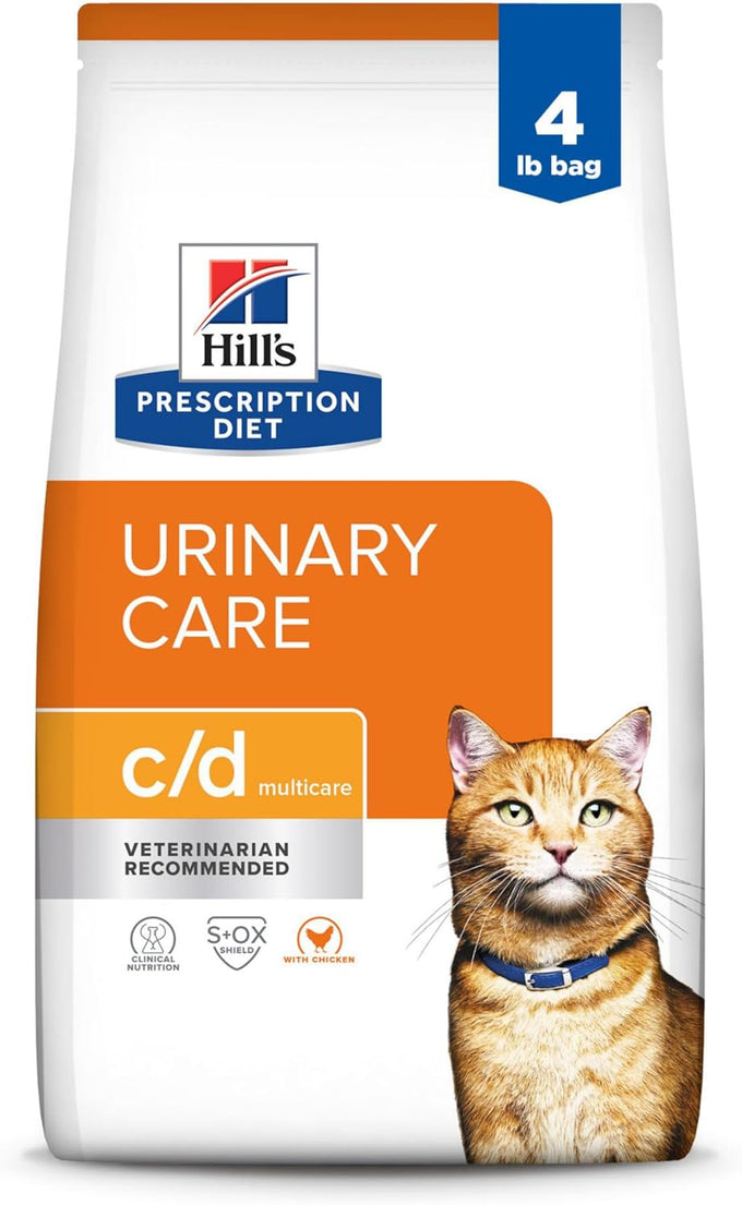 Hill's Prescription Diet c/d Multicare Urinary Care Dry Cat Food, Chicken, 4 lb. Bag