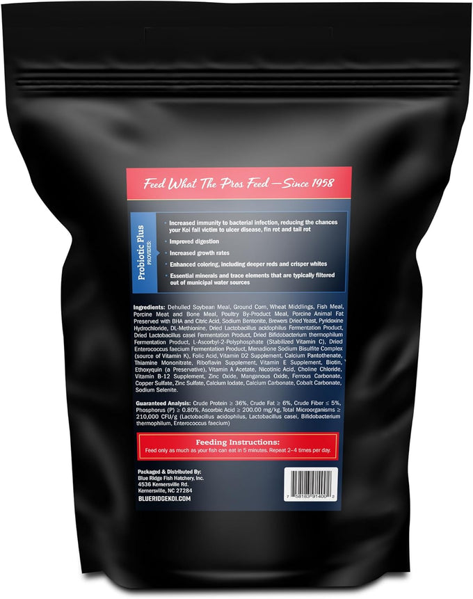 Blue Ridge Probiotic Plus 3/16" Floating Pellet Koi Food, 5lb, for Immunity and Digestion