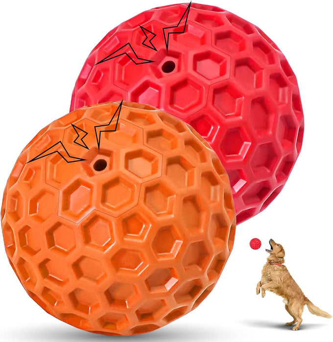 2-pack indestructible squeaky dog balls for aggressive chewers, large and medium breeds, outdoor rubber toys