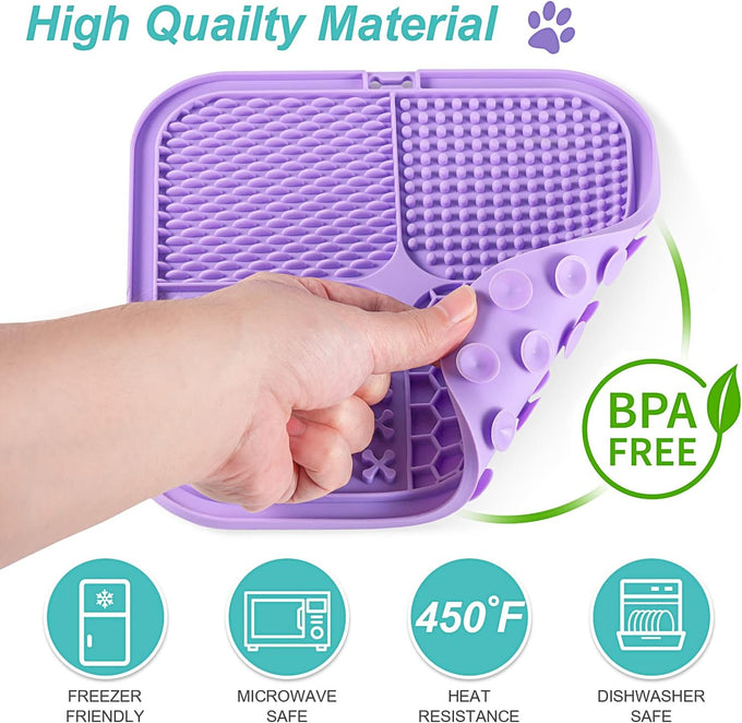 LUKITO 2-pack lick mats for dogs & cats with suction cups and textured surfaces, perfect for anxiety relief and slow feeding