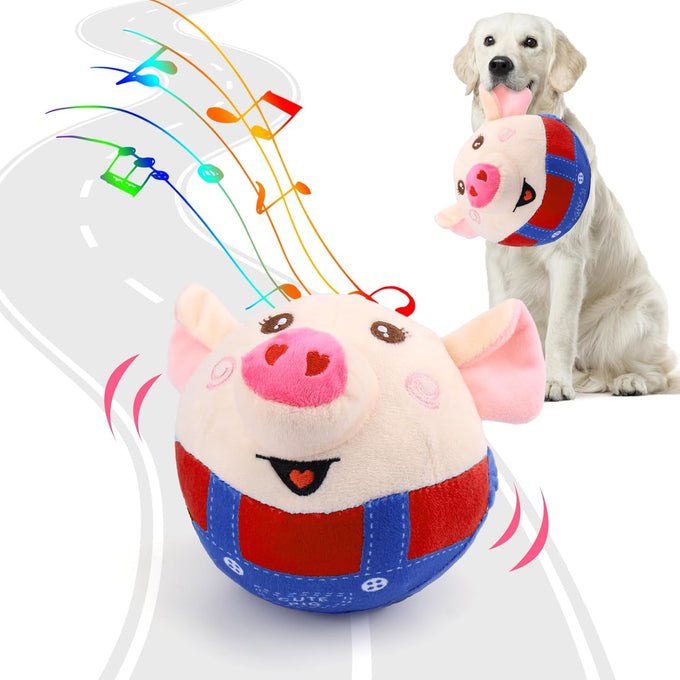Baborui Rechargeable Interactive Dog Toy in Blue, Jumping Squeaky Toy with Recording and Music Modes for Small to Large Dogs