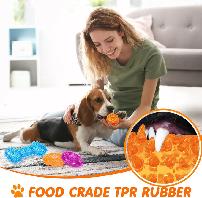 Yunsailing 9 piece dog squeaky toys set, TPR rubber pet chew toys for small medium size dogs teething and training