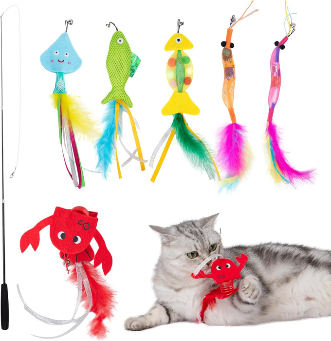 Best Pet Supplies Catify Interactive Cat Toys Set with North American Catnip and Squeaky Mice - Beige and Gray