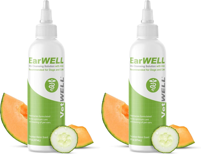 VetWELL cucumber melon ear cleaner for dogs and cats 8 oz otic rinse for infections and odor control