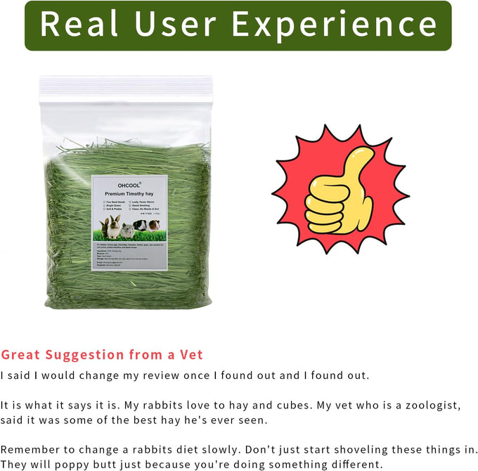 Timothy Hay 1.1LB natural green fresh food hay for rabbits tortoise guinea pig chinchilla dust free chemical free