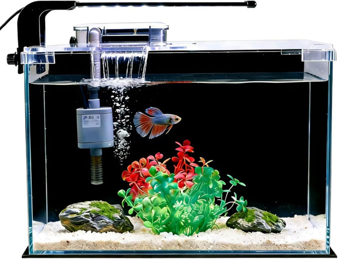 Fs&Aq 2.5-gallon betta fish tank with filter, light, and lid, perfect for desktops, offices, and beginners