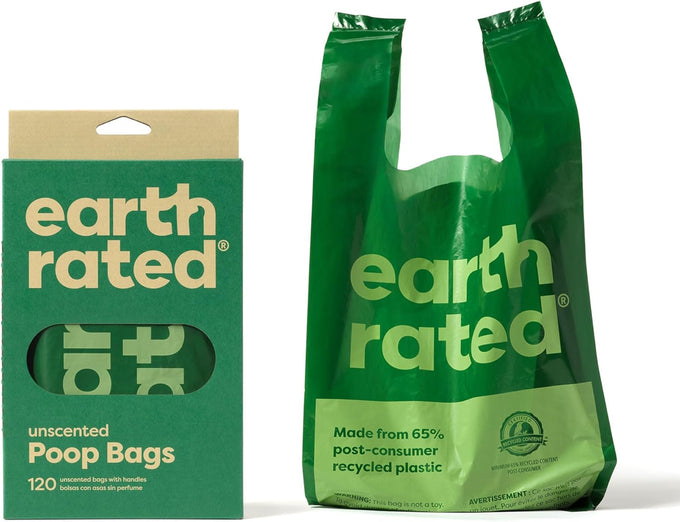 Earth Rated eco-friendly dog poop bags with handles, lavender scented, 120 count, 65% recycled plastic