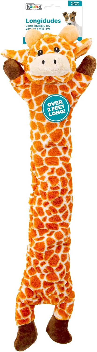 outward hound giraffe longidues squeaky plush dog tug toy 29 inch ultra-long durable k9 tuff guard