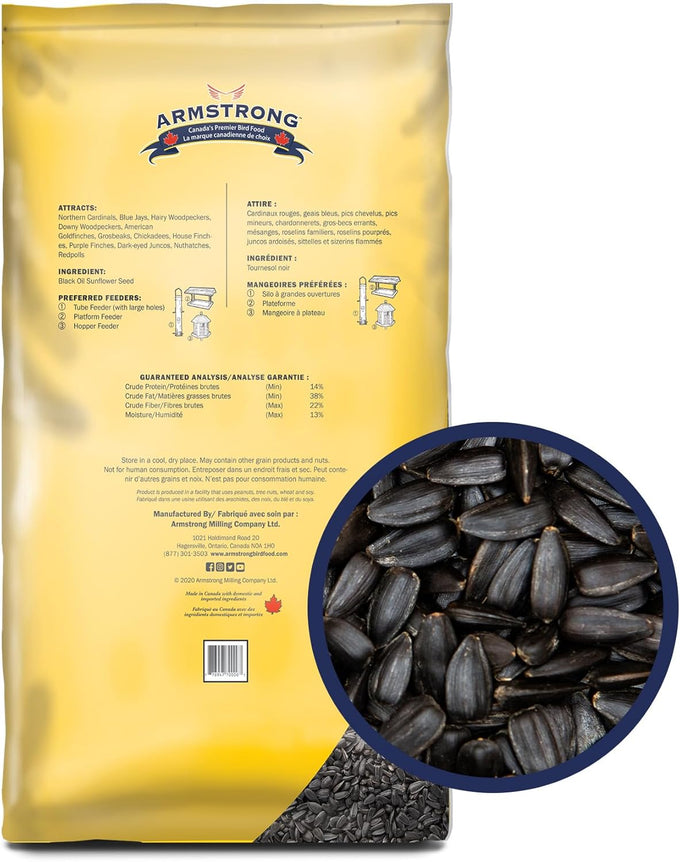armstrong black oil sunflower bird seed, 35.3 pounds, northern cardinals, blue jays, hairy woodpeckers