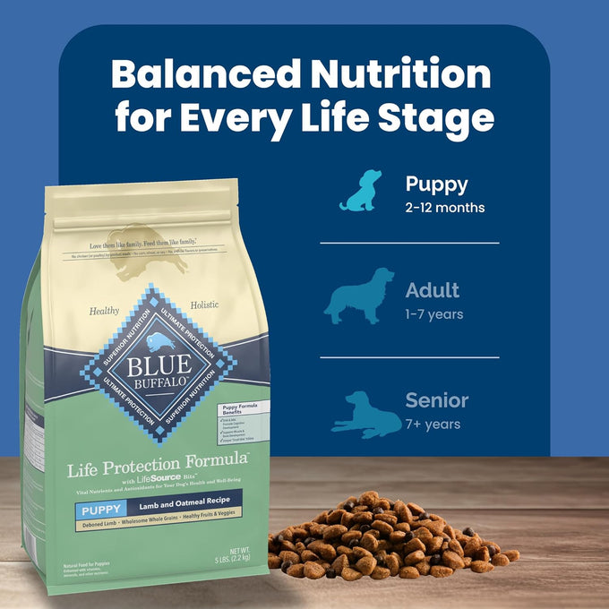 Blue Buffalo Puppy Dry Dog Food, Lamb & Oatmeal, 5-lb