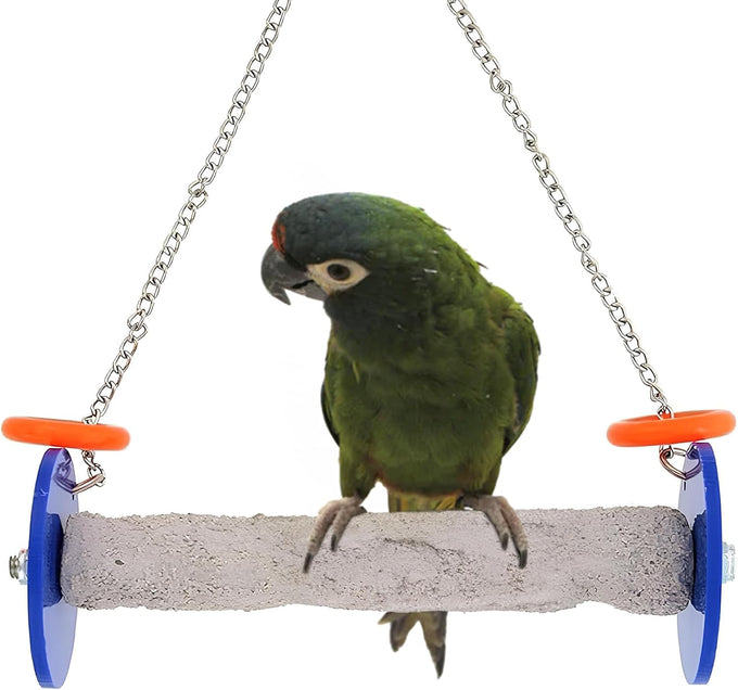 Sweet Feet and Beak XSmall Pumice Perch Bird Swing - Blue, 4.5 Inches, Safe Bird Cage Accessories for Small Birds