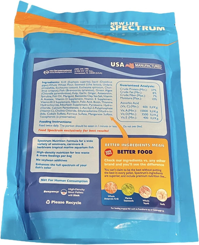 New Life Spectrum Naturox Series Marine Fish 600g 1mm Sinking Pellets USA Made