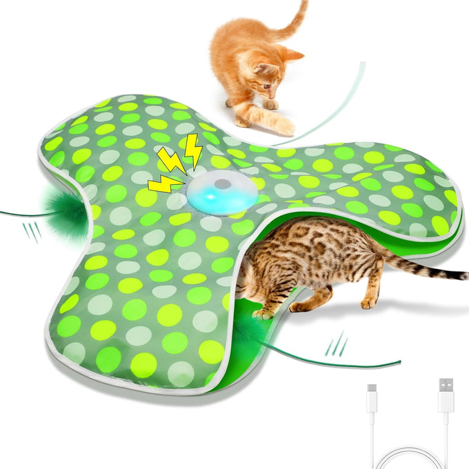 umosis Rechargeable Moving Concealed Feathers Real Mouse Squeaky Touch Activated Cat Kitten Toy
