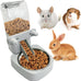 54 oz stainless steel rabbit food dispenser with gravity feeder for small animals and pets