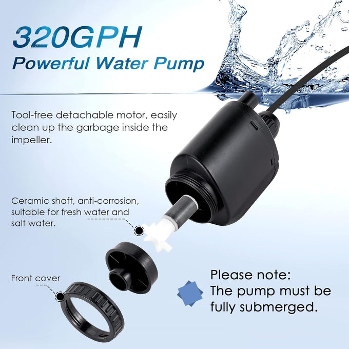 aqqa 6 in 1 automatic fish tank cleaning kit gravel vacuum for aquarium 320gph 20w
