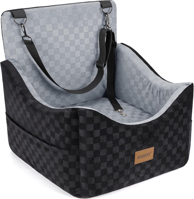 joejoy elevated dog car seat for small medium dogs up to 35 lbs with memory foam booster seat grey