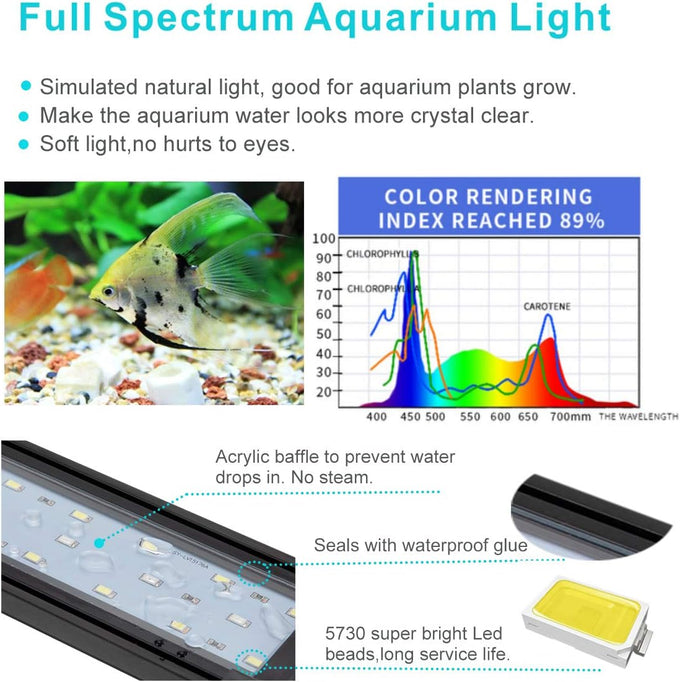 hygger 20w full spectrum aquarium light for freshwater fish tank 30-36 inch with aluminum alloy shell and external controller