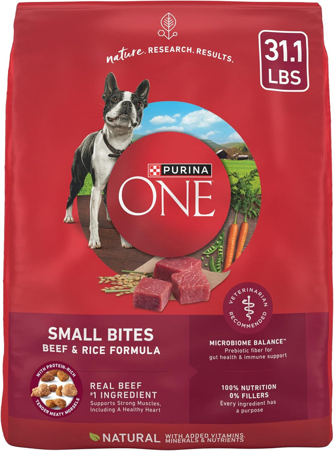 Purina ONE Small Bites Beef and Rice Formula Small High Protein Dry Dog Food 31.1 lb Bag