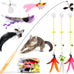 Interactive Cat Toys Refills with 8 Assorted Teasers and Wand for Indoor Cats - Adjustable Height and Durable