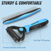 Docrok pet grooming combo with metal comb for detangling and dematting long fur on dogs and cats, blue