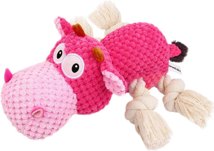 IOKHEIRA Carrot Orange Cattle Cotton Dog Squeaky Plush Toy for Large Aggressive Chewers