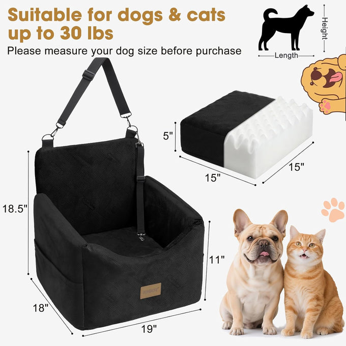 joejoy dog car seat for small medium dogs under 35lbs, black