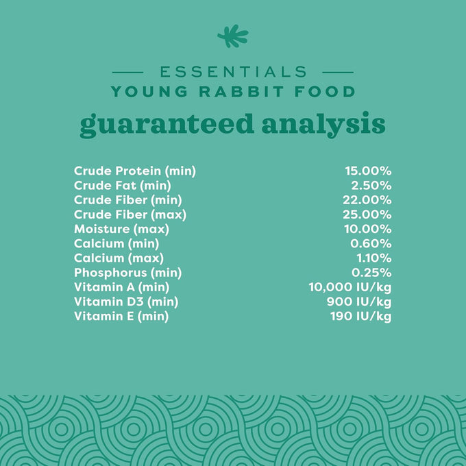 oxbow essentials young rabbit food made with timothy pet food pellets high fiber bunny supplies 10 lb bag