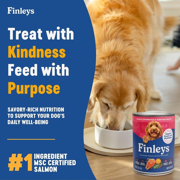 Finley's Wet Dog Food, Salmon Brown Rice & Vegetable Pate, Real Ingredients, 12.5oz Cans, 12 Pack