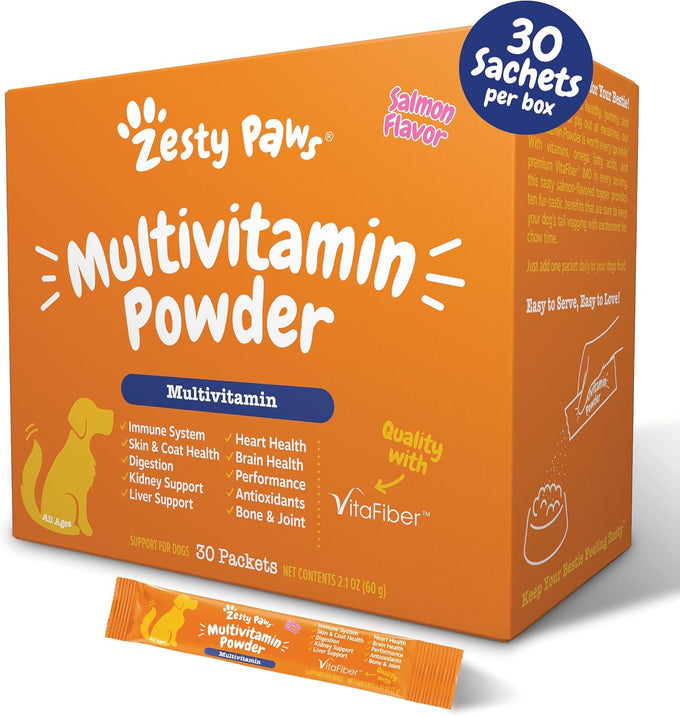 Zesty Paws Senior Dog Multivitamin Treats - Grain Free, Glucosamine for Dogs, Digestive Enzymes, Probiotics, and Skin & Coat Suppliments - Beef - Advanced - 90ct