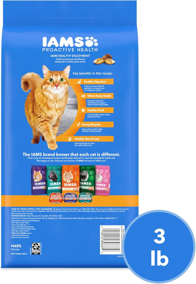 IAMS Healthy Enjoyment Dry Cat Food Chicken & Salmon Recipe, Cat Food Dry Recipe, 3 lb. Bag