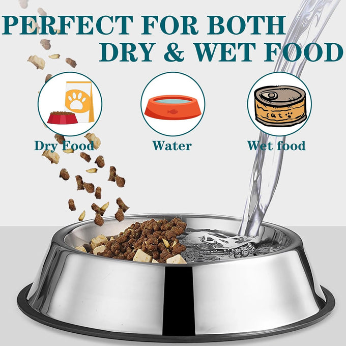 4.5-inch stainless steel cat food bowls set of 3 non-slip small pet feeding bowls for kitten puppy