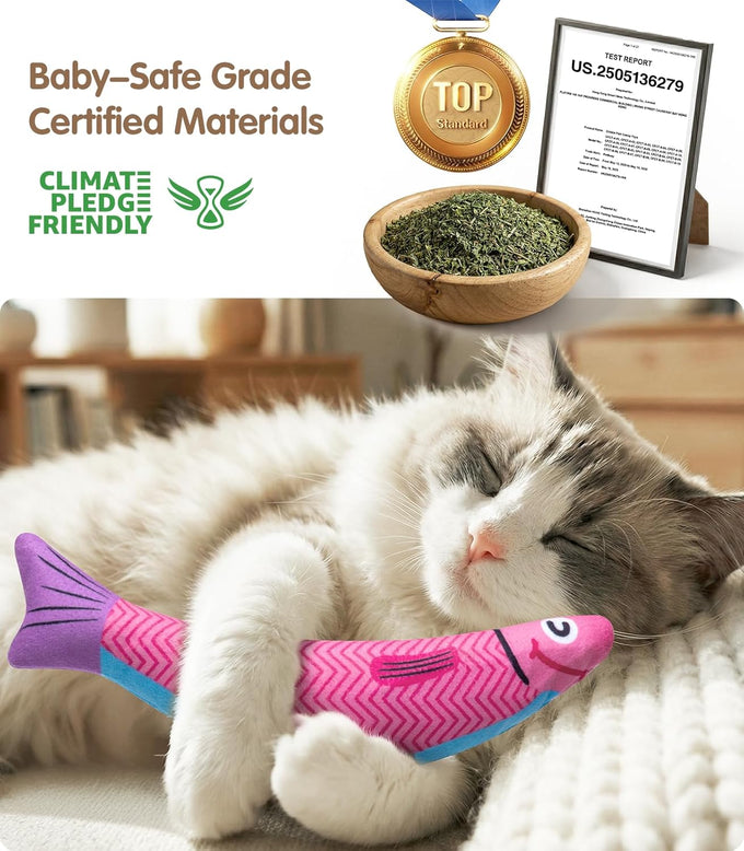 PetBusy cat toys with 5000mg organic catnip and silvervine, baby-grade soft and safe chew kicker for indoor cats and kittens