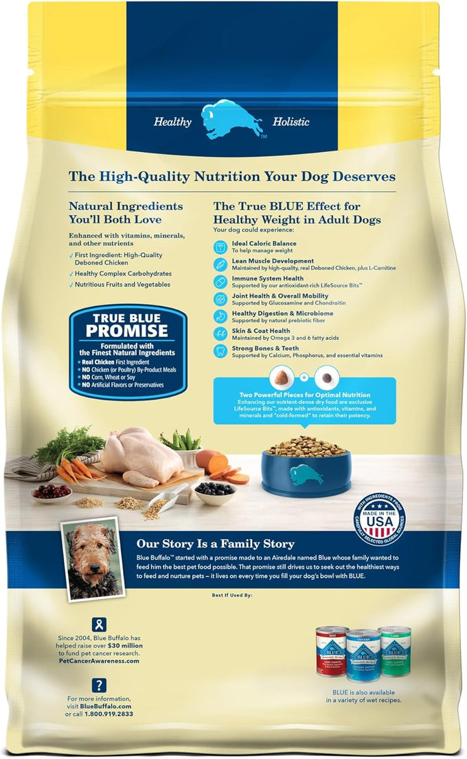 Blue Buffalo Healthy Weight Adult Dry Dog Food, Chicken & Brown Rice, 30-lb