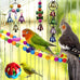 Hamiledyi bird parrot swing chewing toy set 15pcs wooden hanging bell hammock climbing ladders colorful pet birds cage toys