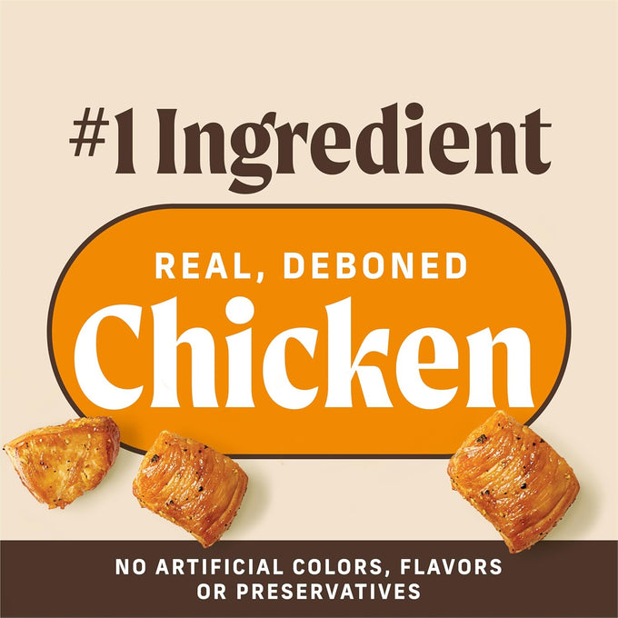 Merrick Power Bites Soft & Chewy Dog Treats with Real Deboned Chicken, Grain-Free Recipe, Fortified with Omega Fatty Acids and Minerals, Star-Shaped for Training, 6 oz Resealable Bag