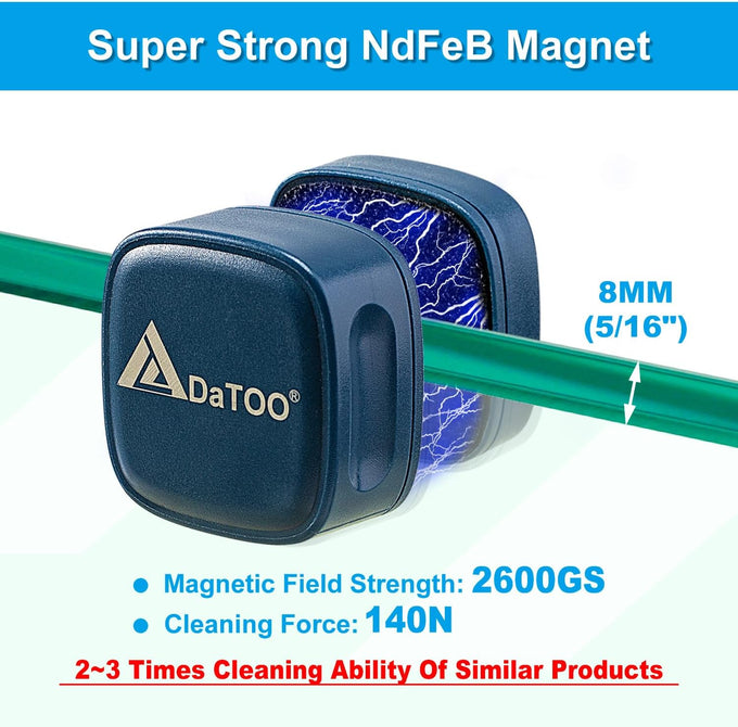 DaToo mini magnetic aquarium glass cleaner with super strong N38 NdFeB magnet 2600GS 140N