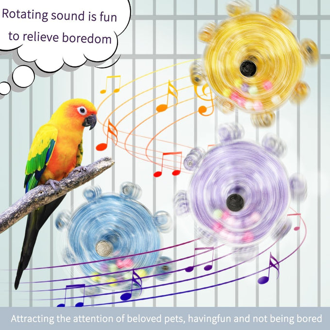 Blue Budgie Parakeet Training Toy with Spinning Saucer and Balls for Small Birds and Conures