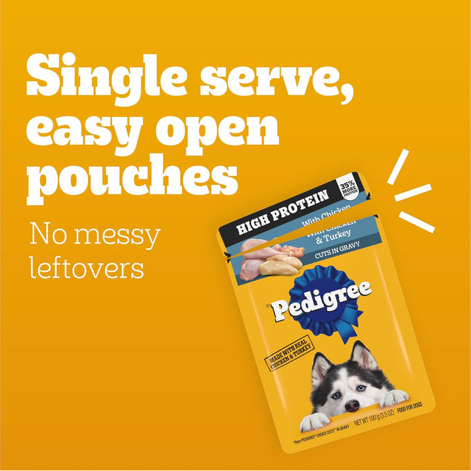 Pedigree High Protein Wet Dog Food Variety Pack, 18 Pouches