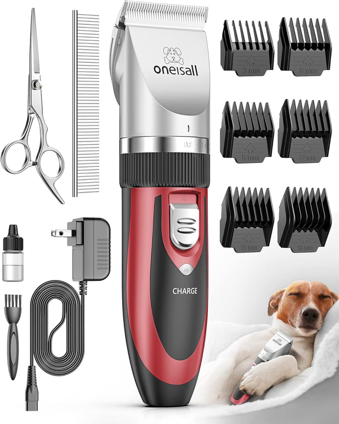oneisall gold dog clipper kit rechargeable low noise pet shaver for dogs cats pets
