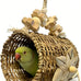 parrot woven grass nest swing set with tunnel, wooden chew toys, bird cage hanging play accessories for parakeet cockatiel