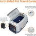 Amazon Basics sturdy gray and blue pet travel carrier for dogs and cats, 22.8"L x 15"W x 13"H