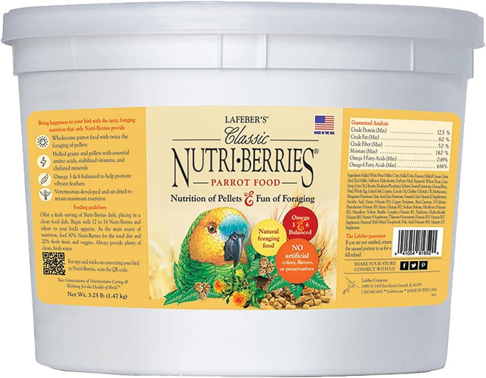 Lafebers Classic Nutri-Berries Non-Gmo Human-Grade Parrot Food 3.25 lb