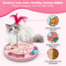Cat Puzzle Toy Games Level 3 in 1 with Track Balls Feeder Teaser Non-Slip Base Pink
