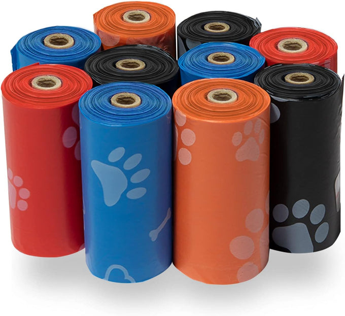 Thick Plastic Dog Poop Bags for Outdoor Puppy Walking and Travel, Leak Proof and Tear Resistant, 150 Assorted Bags