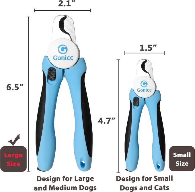 gonicc professional pet nail clippers for large dogs with safety guard and razor sharp blade