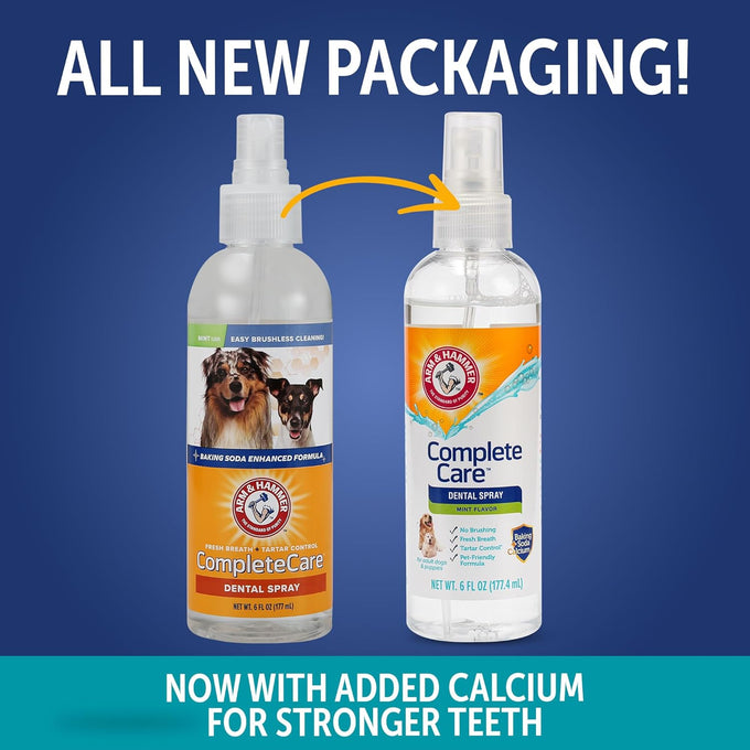 Arm & Hammer Complete Care Dog Dental Spray, 6 Fl Oz, Mint Flavor, Brushless Breath Freshener with Baking Soda and Calcium