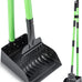 mxf pooper scooper, stainless metal tray and rake set, medium small dog use, long handle, heavy duty, pet supplies, green