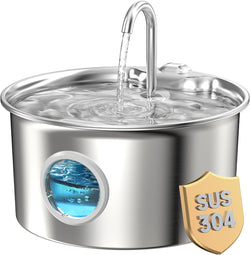 stainless steel cat fountain for small indoor pets with 88oz capacity and 4-stage filtration