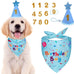 Dog Birthday Bandana Set for Large Medium Small Dogs Pet - Blue, Adjustable Hat with Numbers 0-8